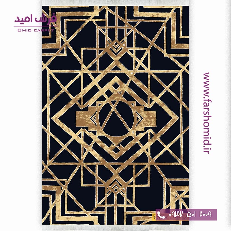 فرش وینتیج کد 17432  مشکی قهوه ای فرش برنتین