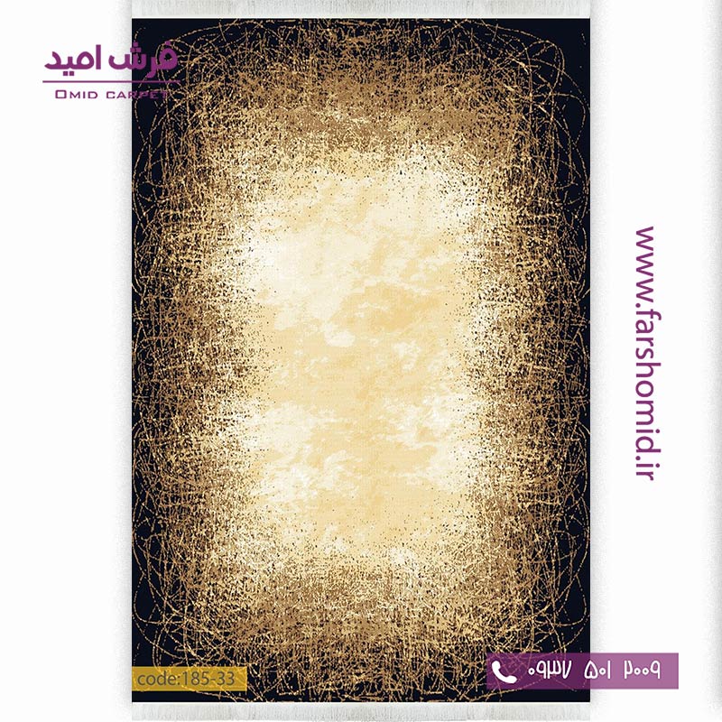 فرش وینتیج کد 33-185 مشکی طلایی فرش برنتین