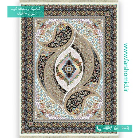 فرش ماشینی 1200 شانه 8 رنگ سناتور کرم فرش سورنا