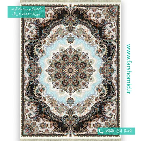 فرش ماشینی 1000 شانه 10 رنگ برکه کرم فرش سورنا