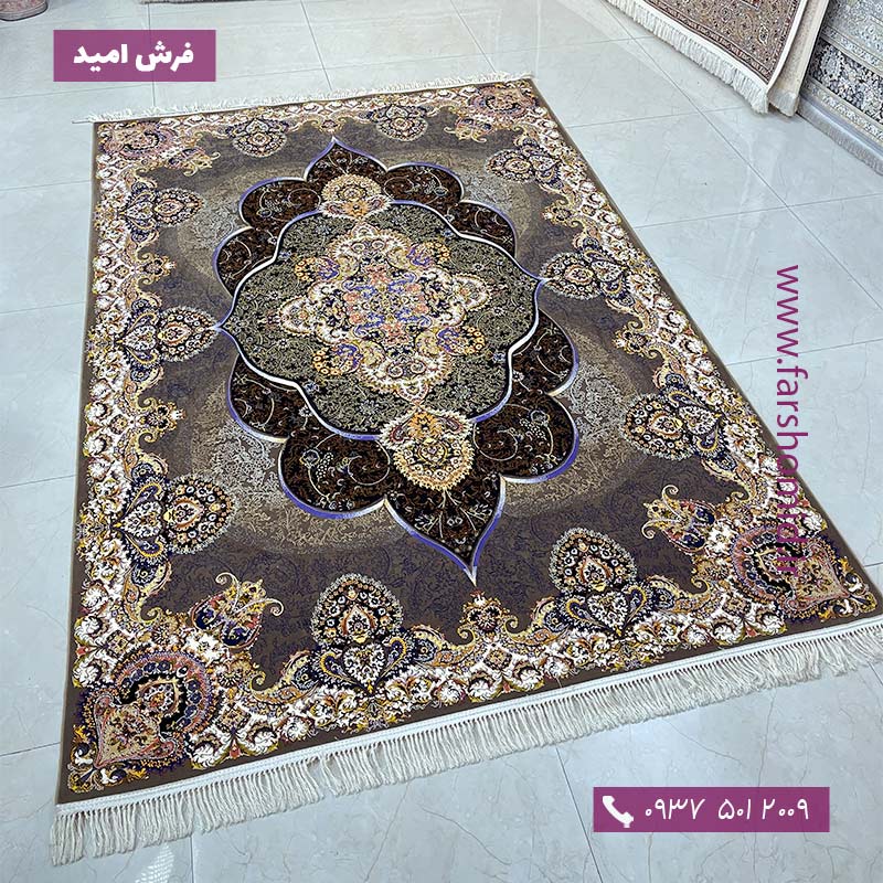 فرش ماشینی 1000 شانه 10 رنگ پانیذ گردویی فرش سورنا