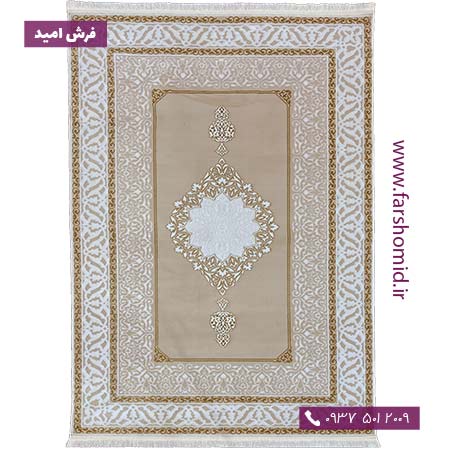 فرش وینتیج کد 7701714 کرم طلایی فرش برنتین