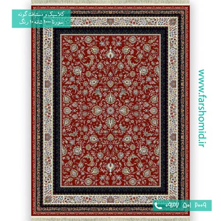 فرش ماشینی 1000 شانه 10 رنگ گل افشان ویانا روناسی فرش سورنا