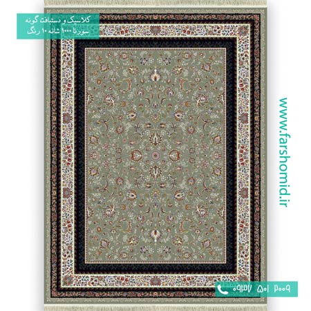 فرش ماشینی 1000 شانه 10 رنگ گل افشان ویانا گردویی فرش سورنا