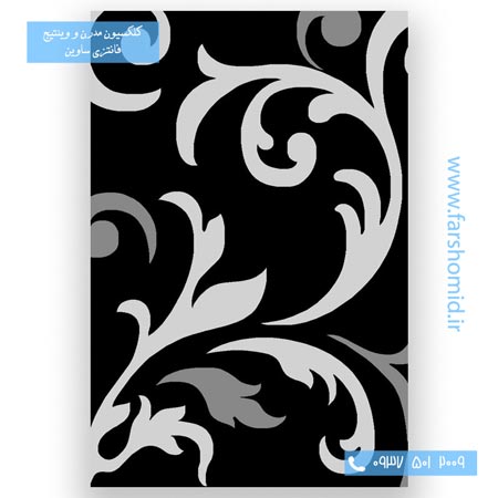 فرش ماشینی طرح 4009 مشکی طوسی کلکسیون ویژن فرش ساوین