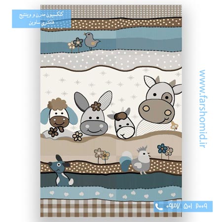 فرش طرح 4034 کرم کلکسیون ویژن کودک فرش ساوین