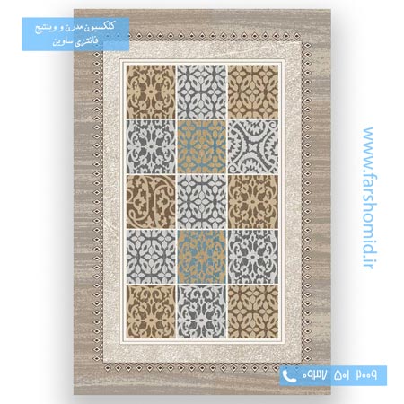 فرش ماشینی طرح آنتیک شکلاتی کلکسیون ویژن فرش ساوین