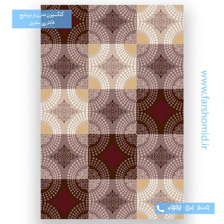 فرش ماشینی طرح گلاره شکلاتی کلکسیون صدف فرش ساوین