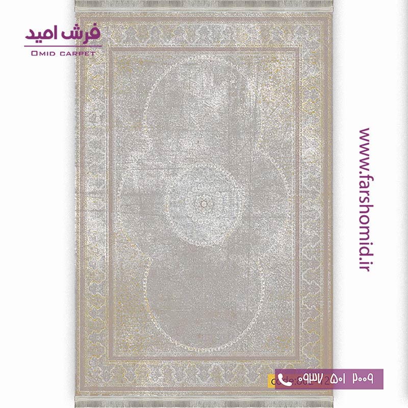 فرش وینتیج 1200 شانه کد 12-802 کرم طوسی فرش برنتین