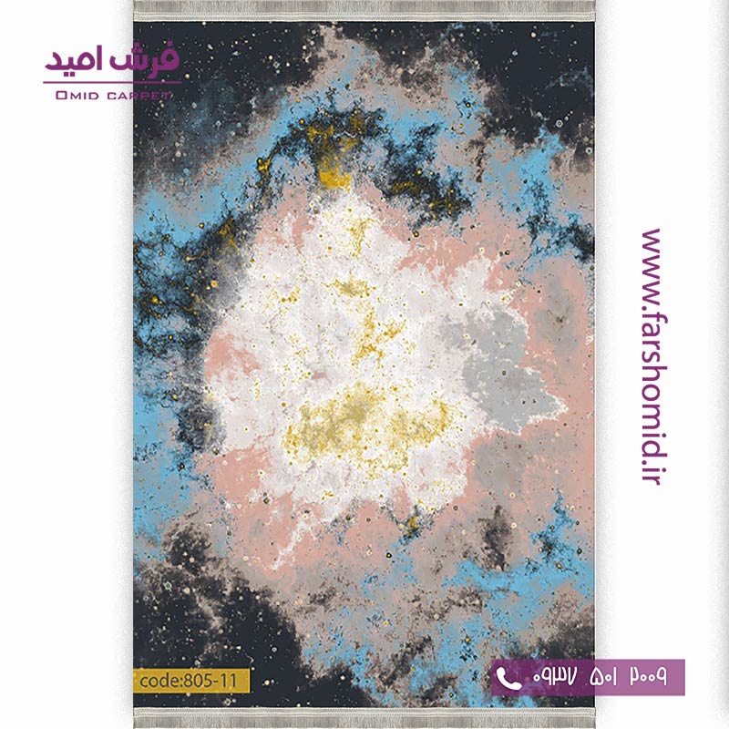 فرش وینتیج 1200 شانه کد 80511 مشکی فرش برنتین