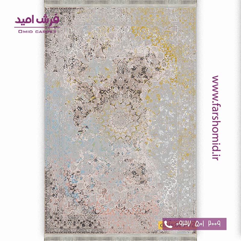 فرش وینتیج 1200 شانه کد 1۲-806 کرم طوسی فرش برنتین