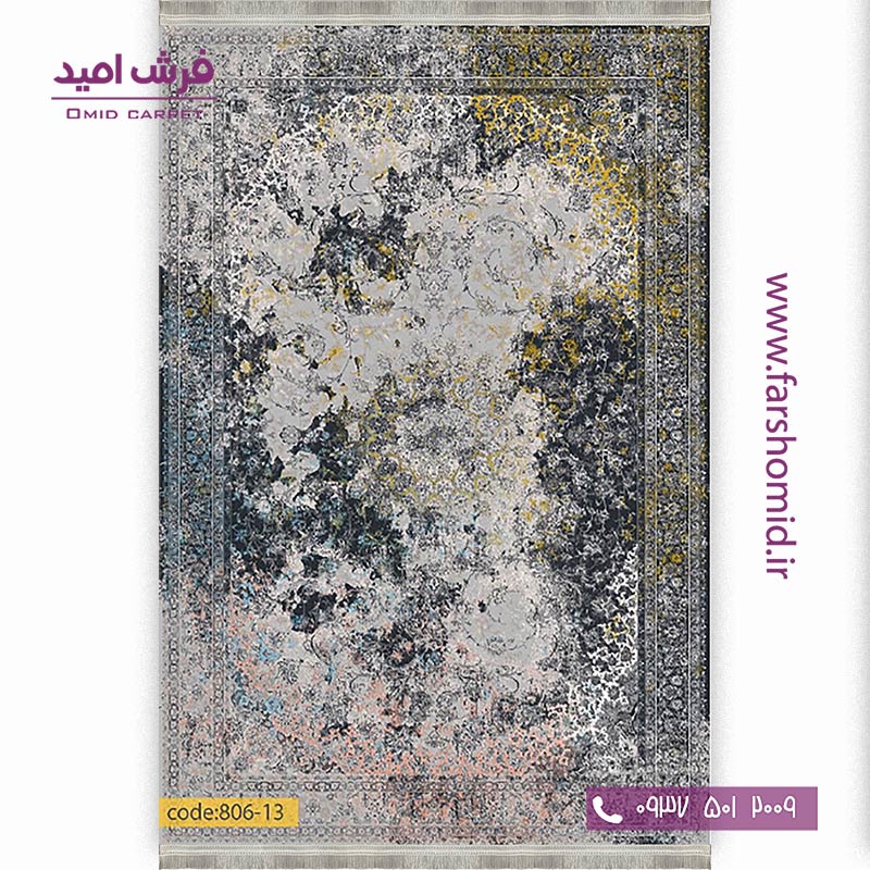 فرش وینتیج 1200 شانه کد 80613 طوسی مشکی فرش برنتین