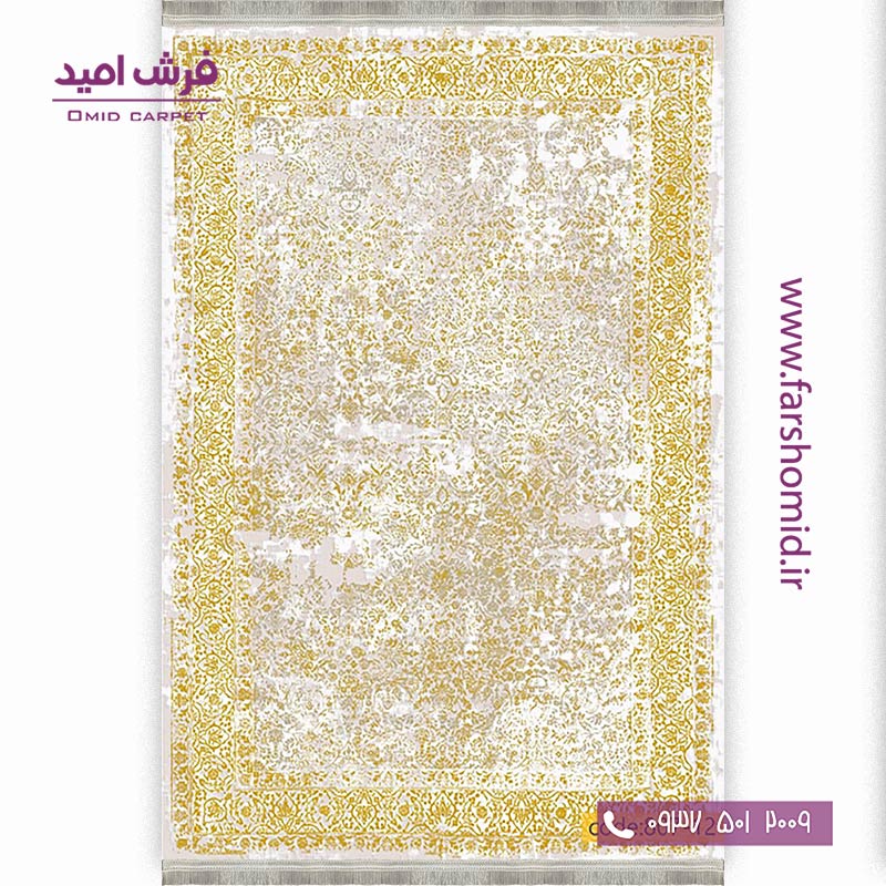 فرش وینتیج 1200 شانه کد 12-80۷ کرم طلایی فرش برنتین
