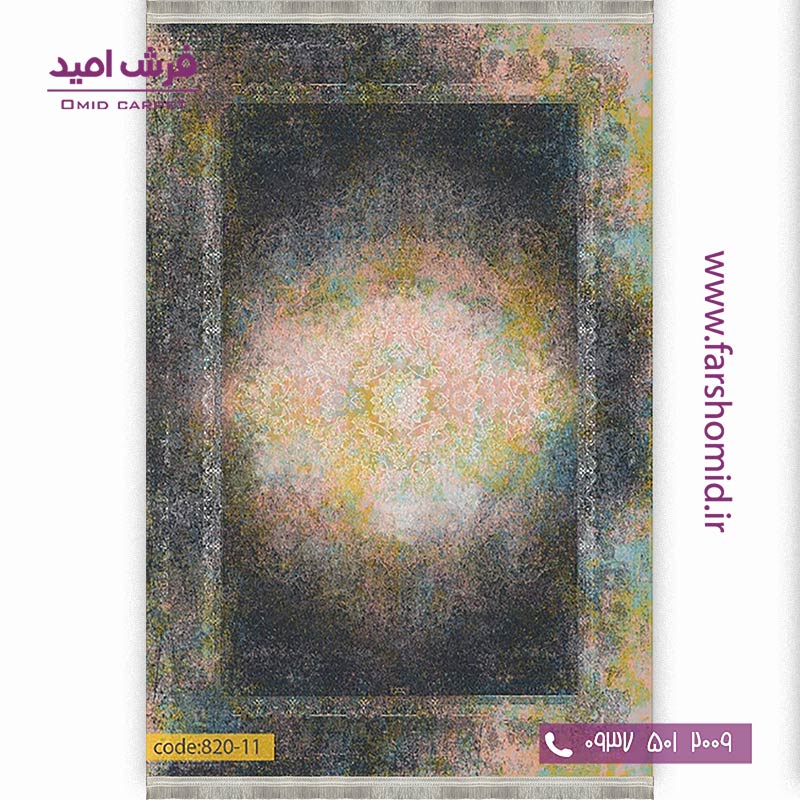 فرش وینتیج 1200 شانه کد 1۱-820 مشکی فرش برنتین