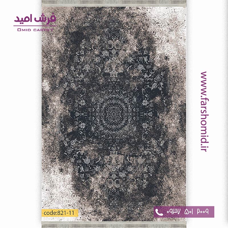 فرش وینتیج 1200 شانه کد 1۱-821 مشکی کرم فرش برنتین