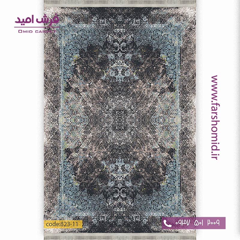 فرش وینتیج 1200 شانه کد 1۱-823 مشکی آبی فرش برنتین