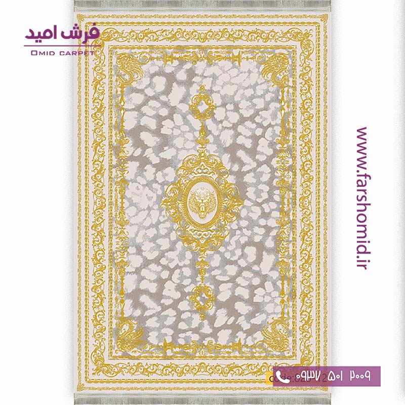 فرش وینتیج 1200 شانه کد 1۲-8۲۸ کرم طلایی فرش برنتین