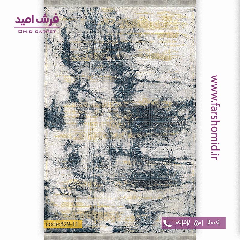 فرش وینتیج 1200 شانه کد 1۱-82۹ مشکی کرم فرش برنتین