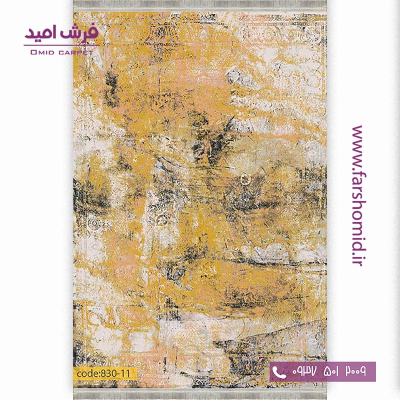 فرش وینتیج 1200 شانه کد 83011 نسکافه ای طلایی فرش برنتین