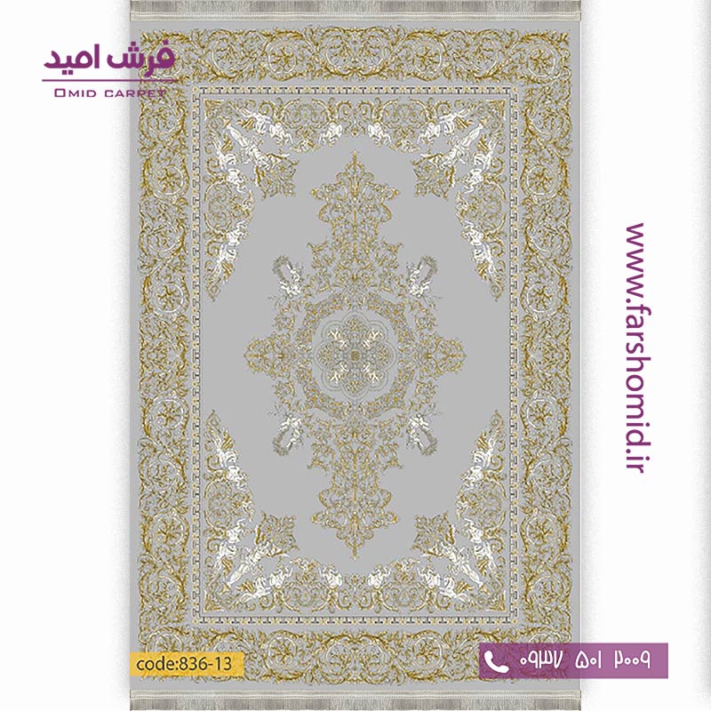 فرش وینتیج 1200 شانه کد 1۳-8۳۶ طوسی فرش برنتین