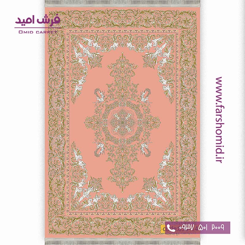 فرش وینتیج 1200 شانه کد 1۴-8۳۶ صورتی فرش برنتین