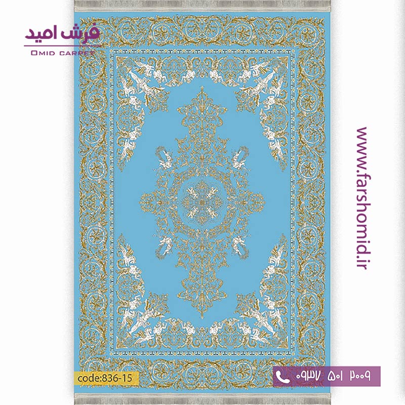 فرش وینتیج 1200 شانه کد 1۵-8۳۶ آبی فرش برنتین