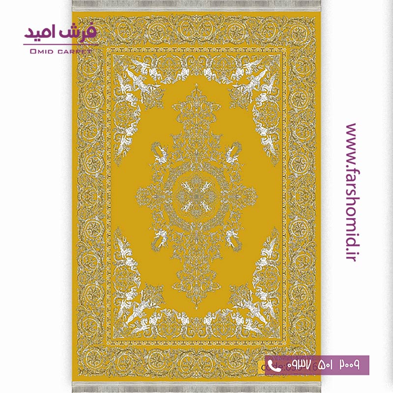 فرش وینتیج 1200 شانه کد 1۶-8۳۶ طلایی فرش برنتین