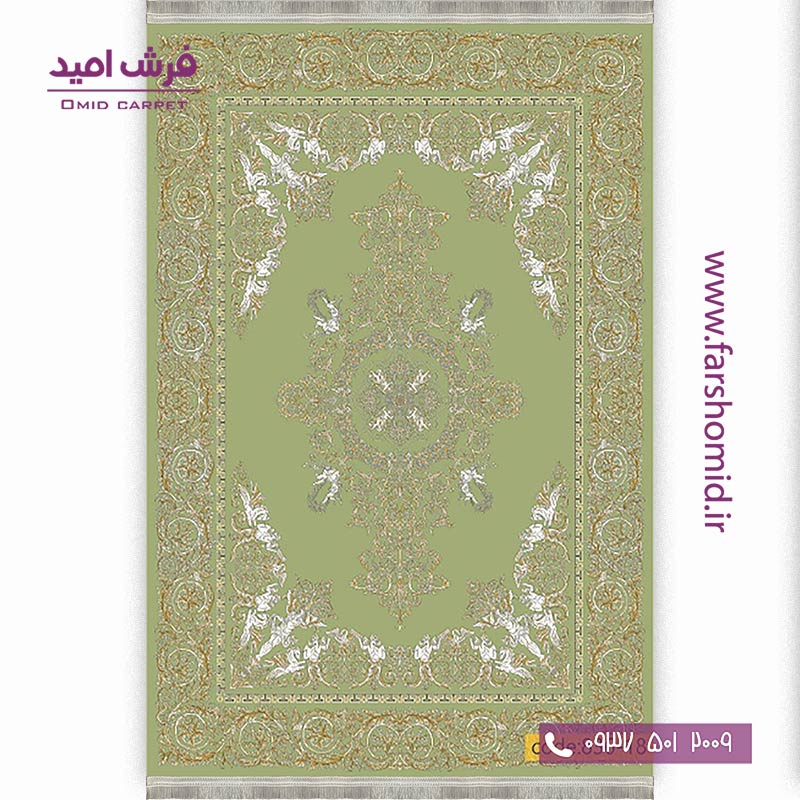 فرش وینتیج 1200 شانه کد 1۸-8۳۶ پسته ای فرش برنتین