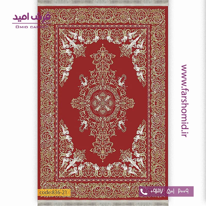 فرش وینتیج 1200 شانه کد 21-8۳۶ قرمز فرش برنتین