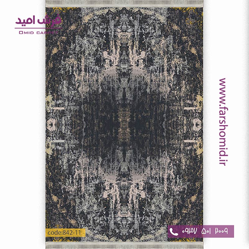 فرش وینتیج 1200 شانه کد 1۱-84۲ مشکی کرم فرش برنتین