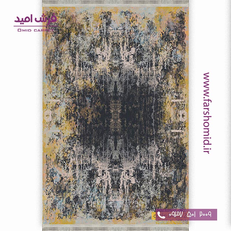 فرش وینتیج 1200 شانه کد 12-842 مشکی طلایی فرش برنتین