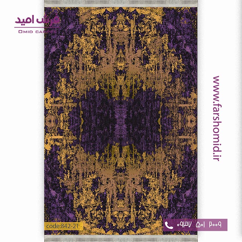 فرش وینتیج 1200 شانه کد 2۱-842 طلایی بنفش فرش برنتین