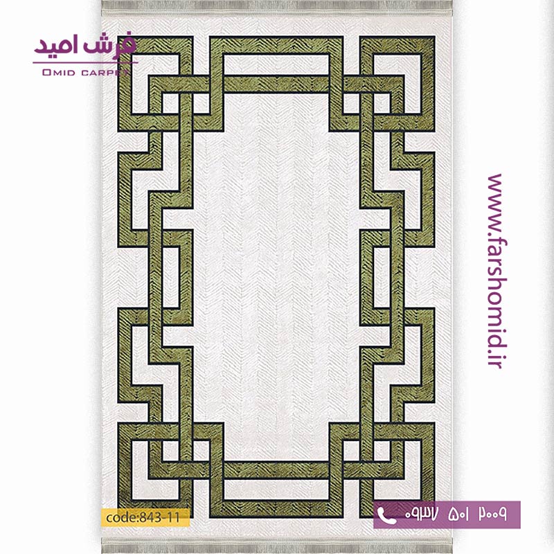 فرش وینتیج 1200 شانه کد ۱۱-843 کرم طلایی فرش برنتین