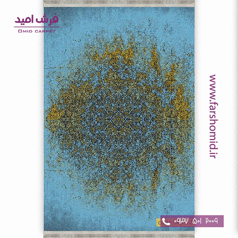 فرش وینتیج 1200 شانه کد 12-845 آبی طلایی فرش برنتین