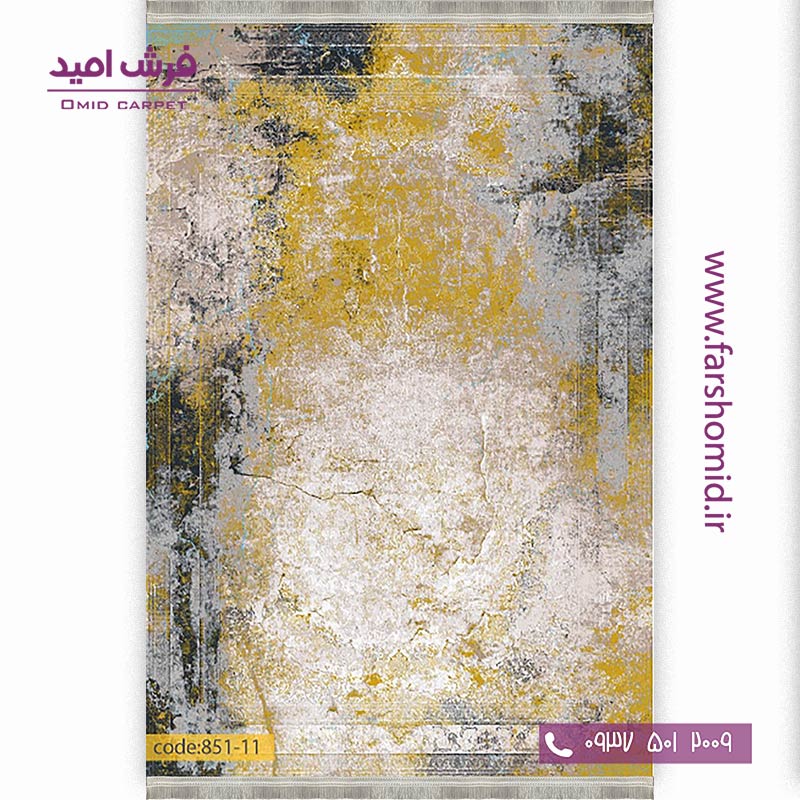 فرش وینتیج 1200 شانه کد ۱۱-851 کرم طلایی فرش برنتین