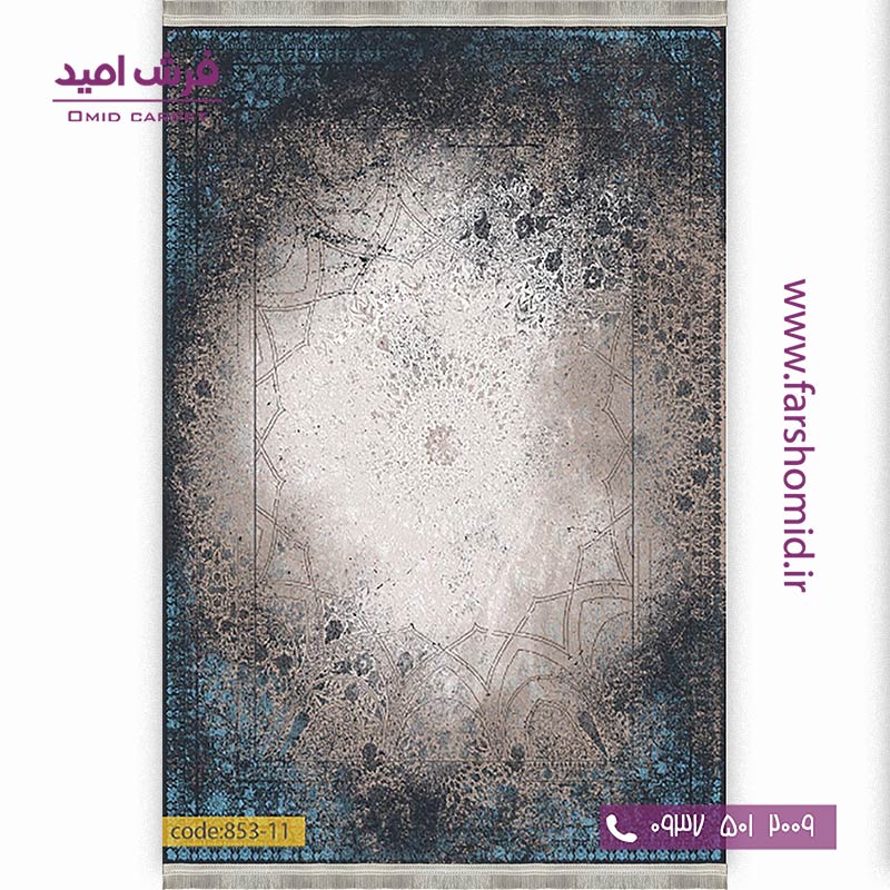 فرش وینتیج 1200 شانه کد 1۱-853 مشکی نسکافه ای فرش برنتین