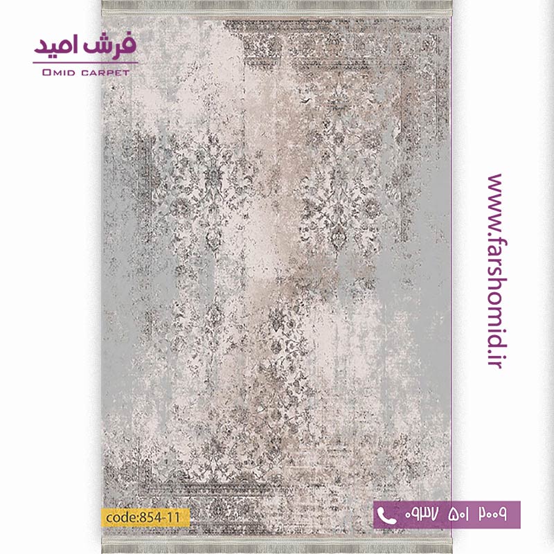 فرش وینتیج 1200 شانه کد 1۱-854 طوسی نسکافه ای فرش برنتین