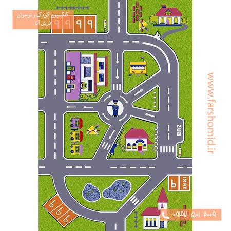 فرش ماشینی خیابان شهر سبز طرح 10۲6 کودک فرش آنا