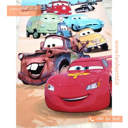 فرش ماشینی ماشین مک کوین قرمز طرح 1۱51 کودک فرش آنا