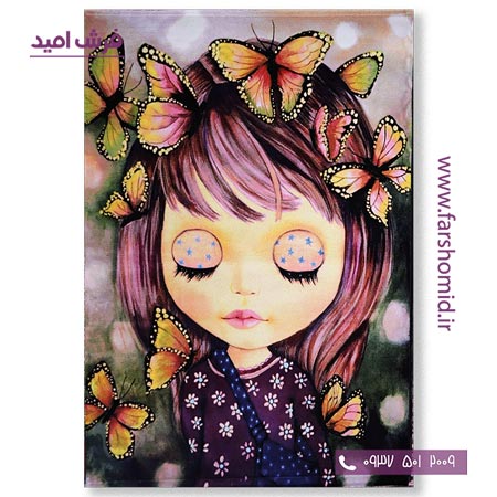 فرش ماشینی دختر و پروانه طرح 11۵7 کودک فرش آنا
