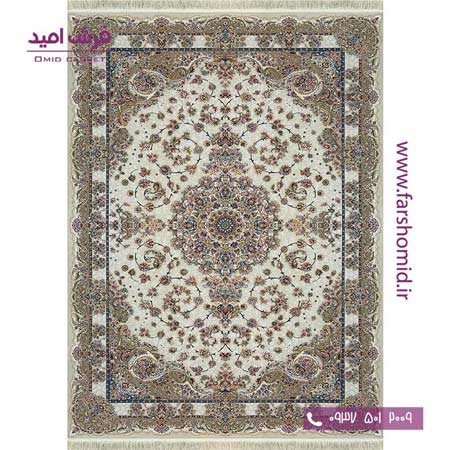 فرش 1200 شانه برجسته شیرفر کرم پالت بهشتی تبریز خاطره کویر کاشان