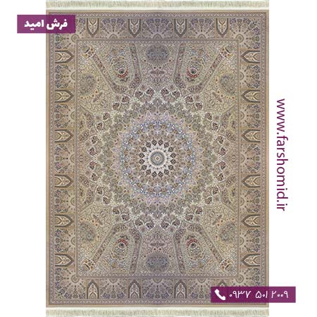 فرش 1600 شانه 8 رنگ کیهان کرم صدفی خاطره کویر کاشان