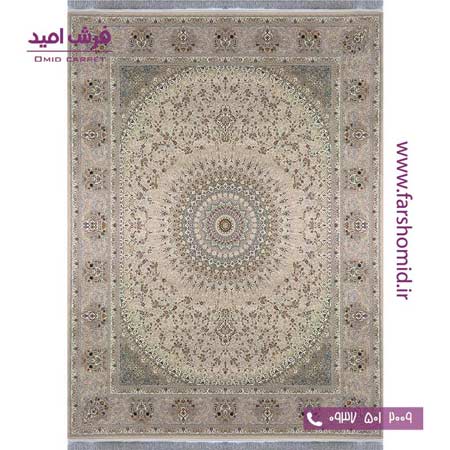فرش 1600 شانه 8 رنگ بینظیر کرم صدفی خاطره کویر کاشان