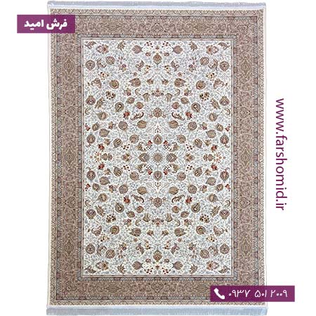 فرش 1600 شانه 8 رنگ افشان سلطنتی کرم سفید خاطره کویر کاشان