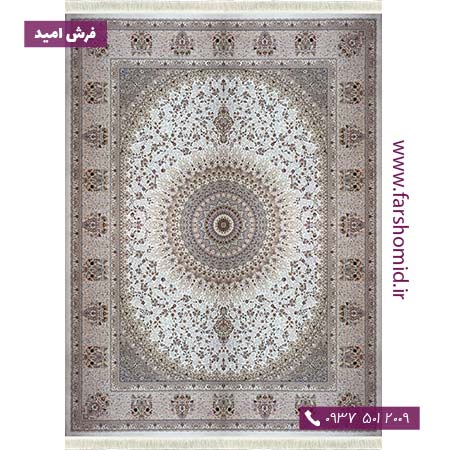 فرش 1600 شانه 8 رنگ بینظیر کرم سفید خاطره کویر کاشان