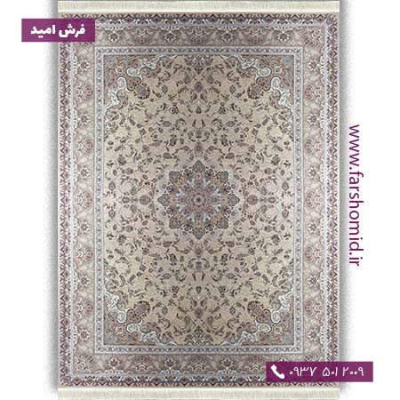 فرش 1600 شانه 8 رنگ ارغوان کرم صدفی خاطره کویر کاشان