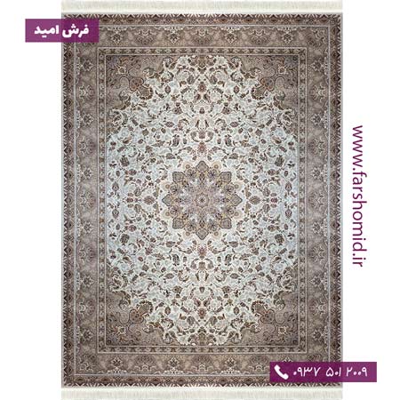 فرش 1600 شانه 8 رنگ ارغوان کرم سفید خاطره کویر کاشان