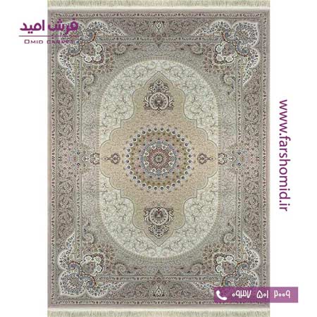 فرش 1600 شانه 8 رنگ رزا کرم صدفی خاطره کویر کاشان