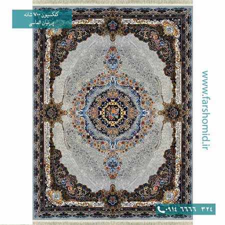 فرش ماشینی 700 شانه 10 رنگ اصل پرنیان الماسی قالی کشمیر