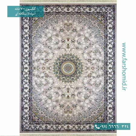 فرش ماشینی 700 شانه ۸ رنگ اصل اسپادنا نسکافه ای قالی کشمیر